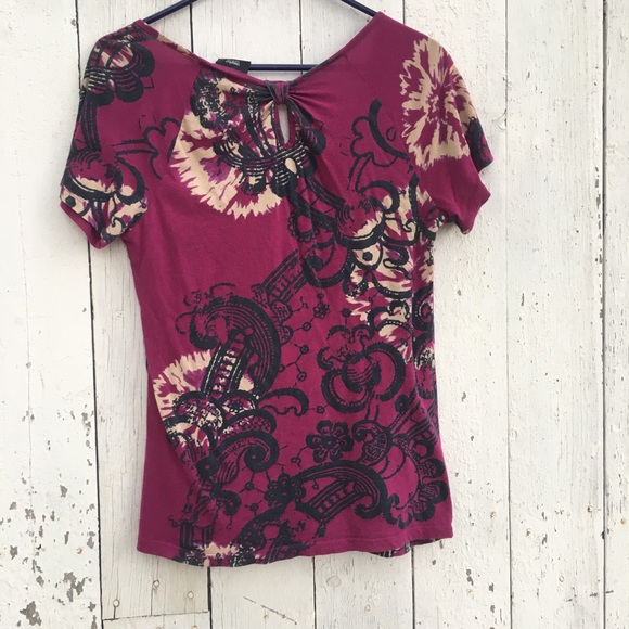 Mossimo top- magenta, grey & tan. Keyhole back accent. size xl. - Picture 4 of 5